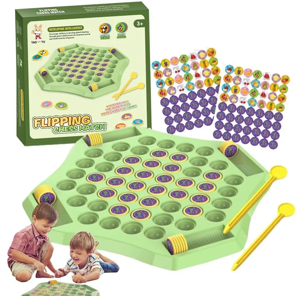 

Fruit Flip Memory Game Memory Flip Chess with 60 Patterned Cards with Chessboard Animal Flip Chess Concentration Training