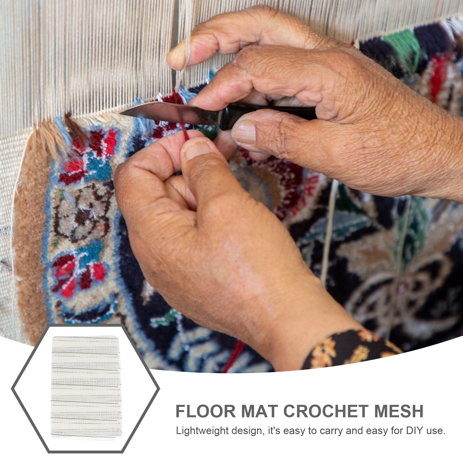 

Crochet Mesh Fabric Rug Making Kits Black White Bedroom DIY Carpet Supply Lightweight Portable Embroidery Craft Hooking Material