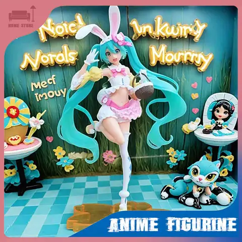 Hatsune Miku Anime Figurine PVC Model Bunny Girl Doll Kawaii Desktop Ornament 2D Decoration Anime Peripheral Gift Toy Figurine