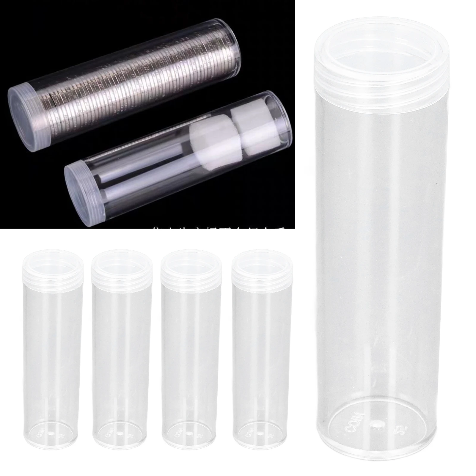 Round Clear  Tube Round Clear  Tube Plastic  Storage Tubes with Cushion Sponge for 25mm / 0.98in  Collection