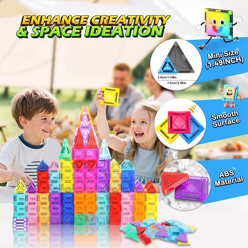 مجموعات بناء مكعبات البناء المغناطيسية للأطفال بنين بنات لتقوم بها بنفسك ألعاب تعليمية مونتيسوري هدية 32/66/96/136 قطعة