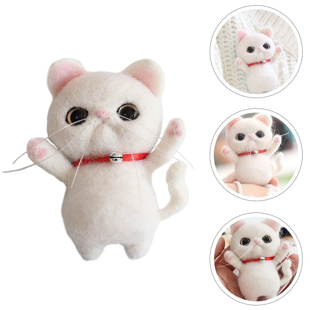 

1Set Kitten Wool Felt Kit Handmade DIY Wool Felting Kits Beginner Punch Embroidery Sets for Creativity DIY Material Package