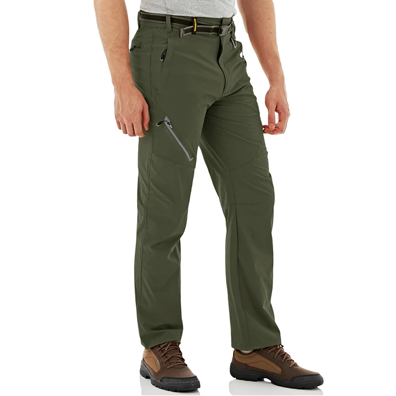 MAGCOMSEN Summer Men's Pants 4 Pockets Elastic Waistband Hiking Fishing Quick Dry Pants