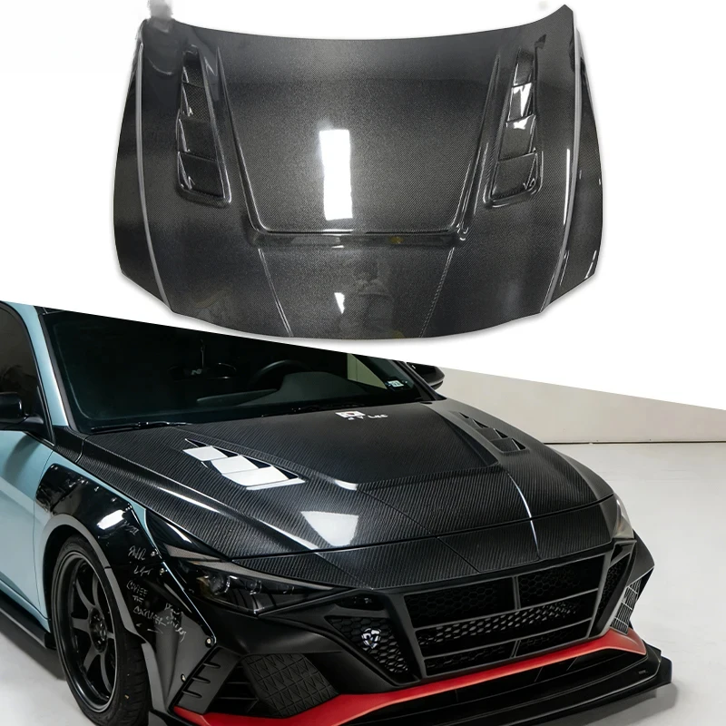

High Quality DLF2 Type Vented Carbon Fiber Hood Bonnet for Elantra Avante N CN7 2021-2023