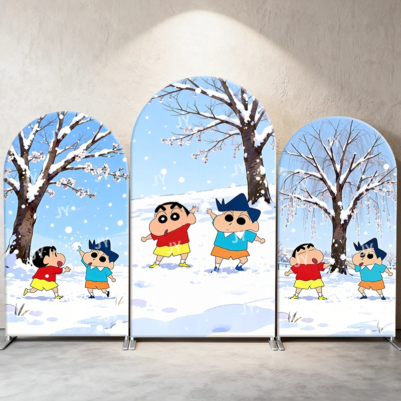 

Crayon Shin Chan Snowball Fight Theme Arch Backdrop Cover Winter Scene Background For Kids Birthday Baby Shower Photo Booth