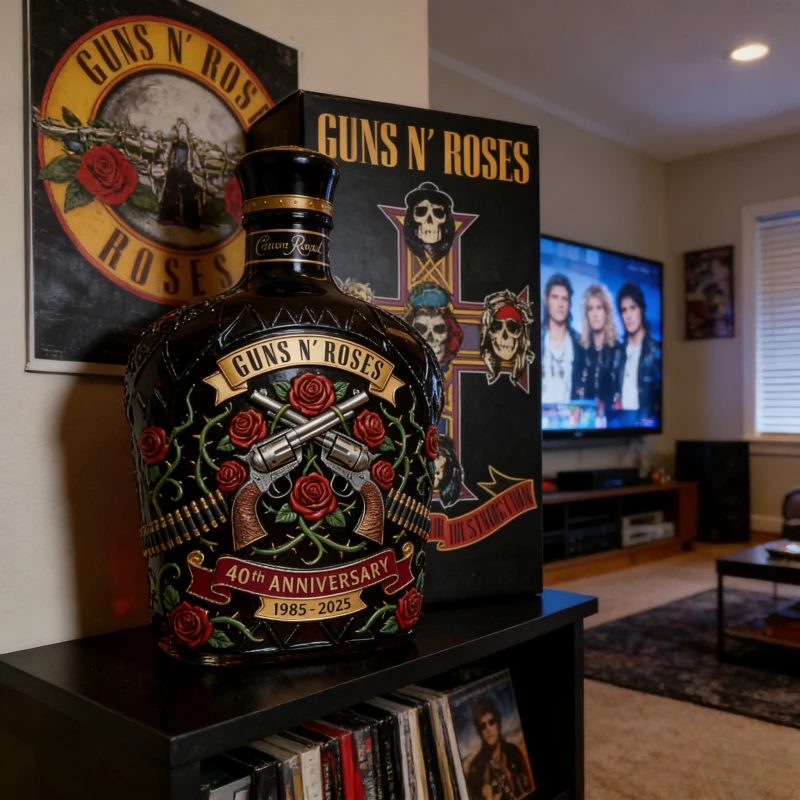 Guns N' Roses 40th Anniversary Commemorative Decanter 1985-2025 Limited Edition Rock Band Liquor Bottle Barware