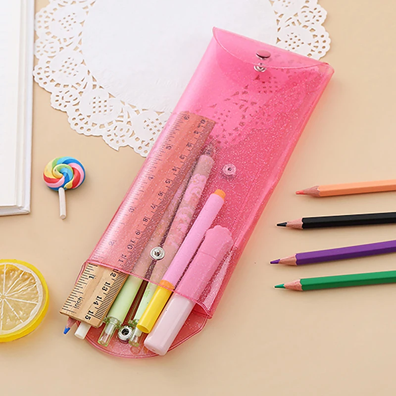 Transparent Laser Cosmetic Bag Makeup Case Coin Pencil Bag Pouch Cute Glitter Pencil Laser Pen Case School Bags For Girls