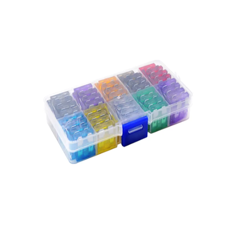 50/100pcs/box Car Auto Medium Size Standard Blade Fuse Box Plastic Box Assortment with 2A~ 35A Fuses