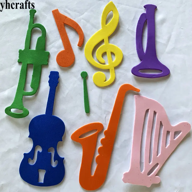 

1bag/LOT,Musical instruments foam stickers Music note adhesive Early learning educational toys Kindergarten craft diy toy