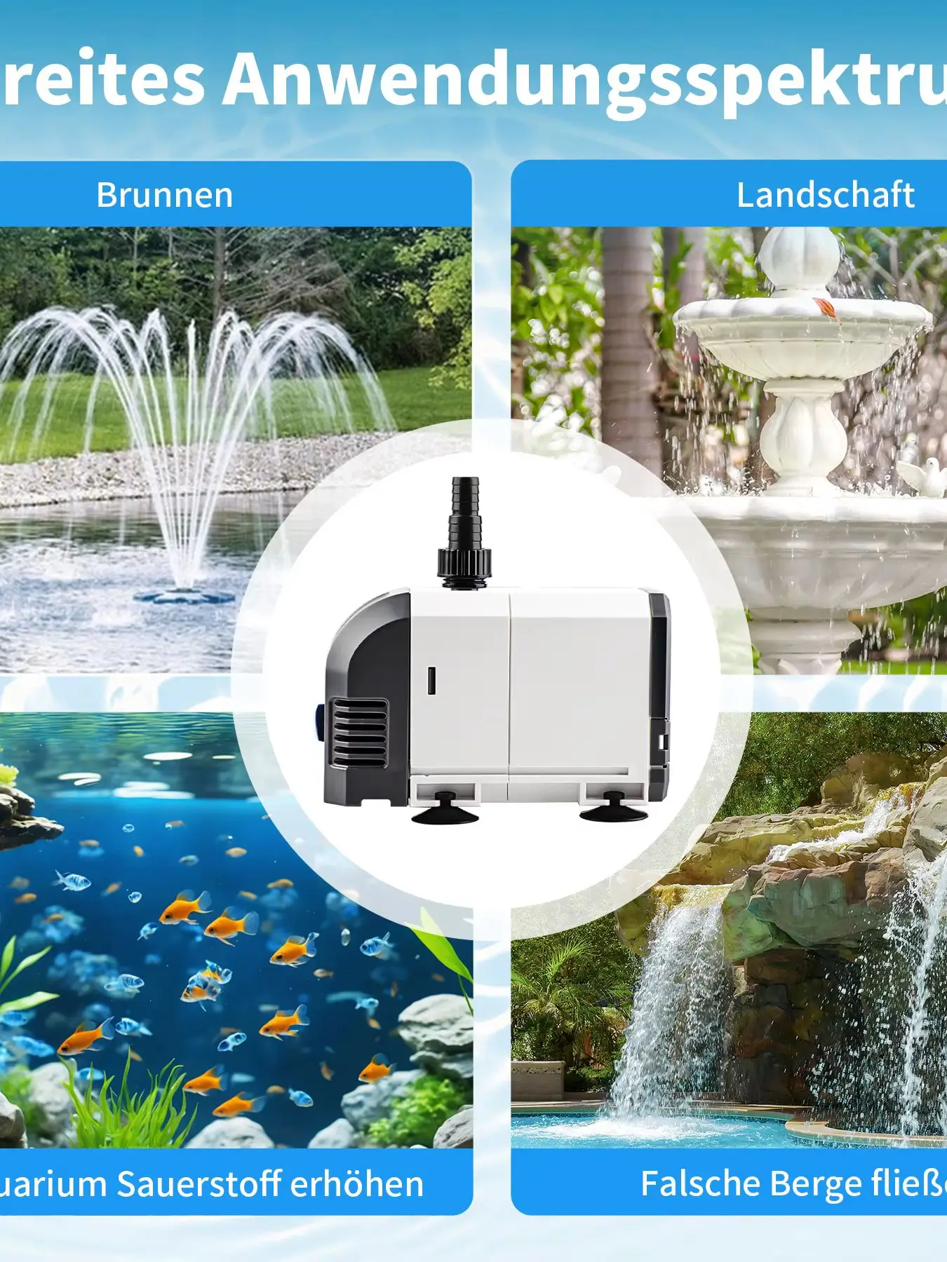Ultra-leise 20/25/35W Tauch Wasser Brunnen Pumpe Filter Fisch Teich Aquarium Wasserpumpe Tank Brunnen 900L/h-2000L/h