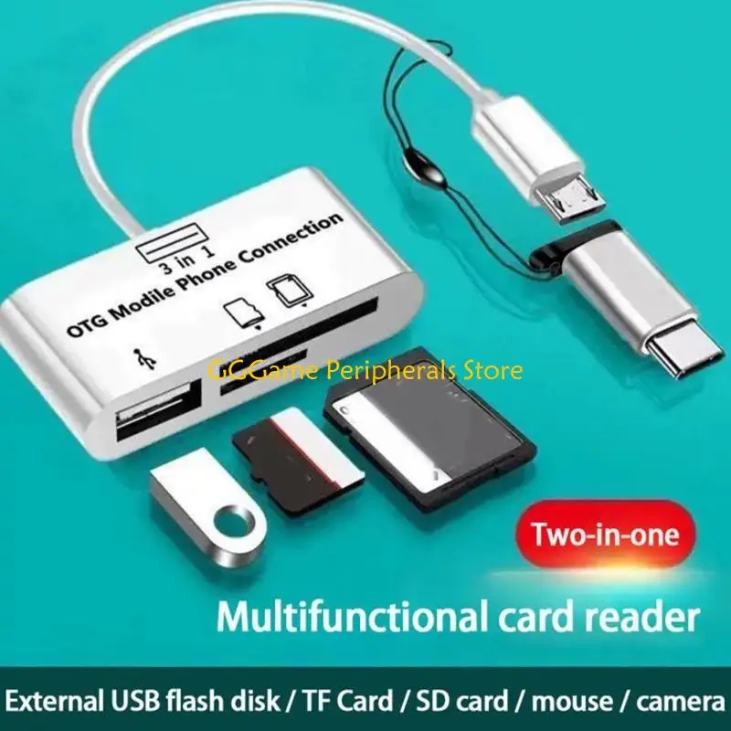 U55B Micro USB Memory Card Reader Hub Micro USB Type C Docking Station Universal TF Card Adapter for Laptop Tablet