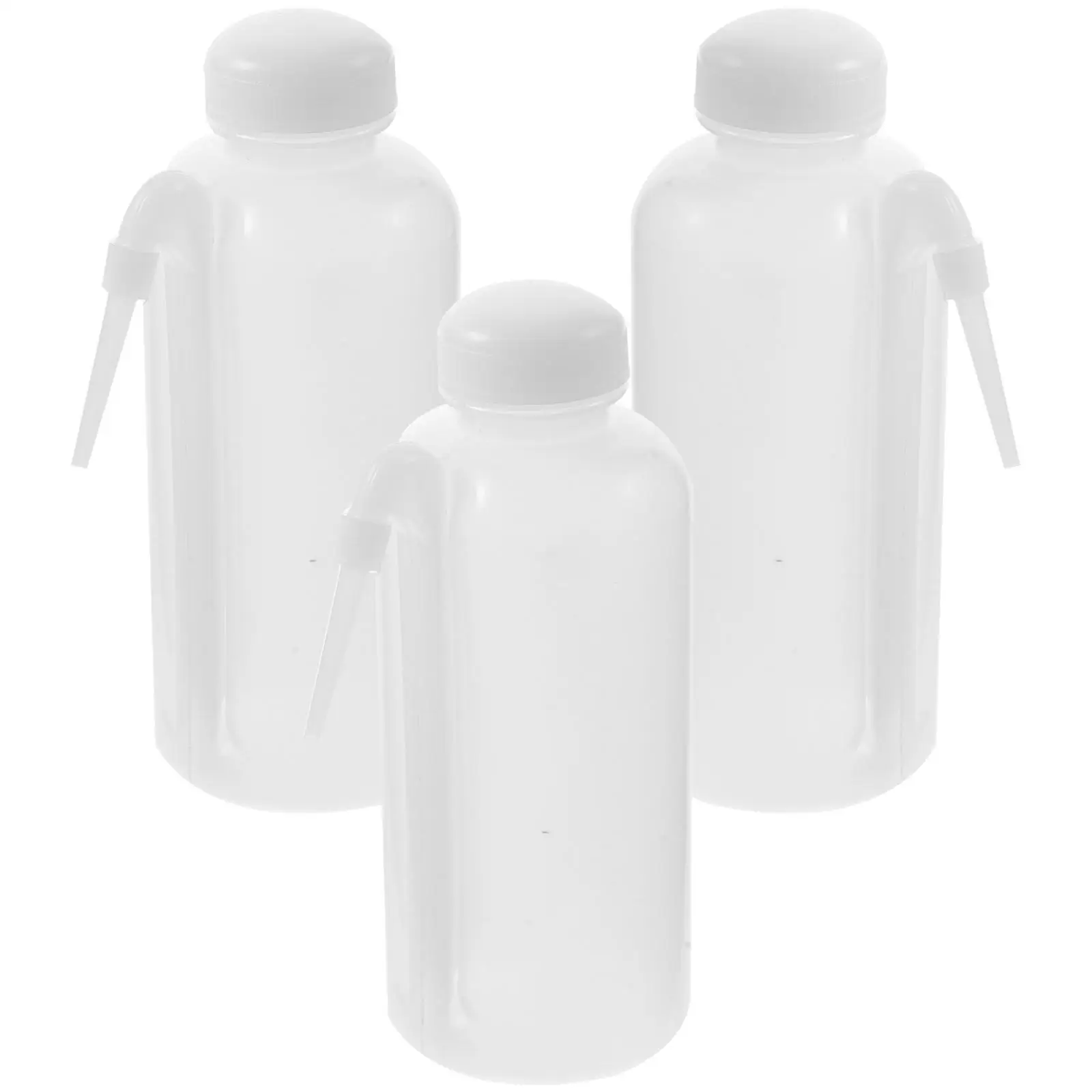 3pcs Side Pipe Wash Bottle 500ml Plastic Refillable Cleaning Bottles Water Curved Mouth Eyelash Extensions Liquids MultiUse