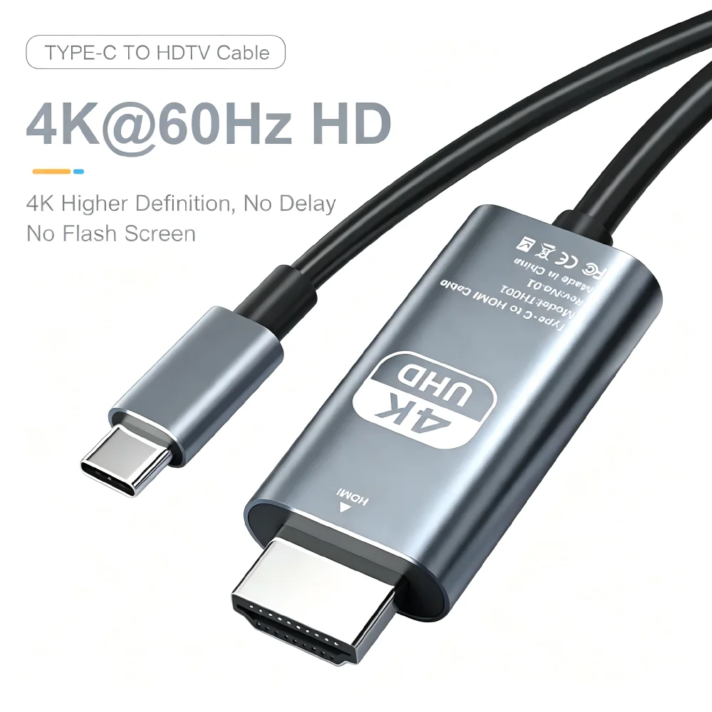USB C to HDMI Cable 6.6ft 4K@60hz Braided Type-C to HDMI Cable Ultra High Speed Adapter Cable for MacBook Pixel iPad Dell