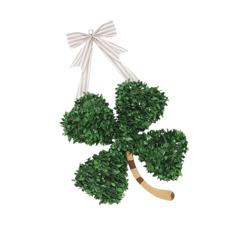 Four Clovers Pendant Shamrock Door Hanging With Wooden Accent For Patrick's Day Classroom Restaurant Decoration 15UB