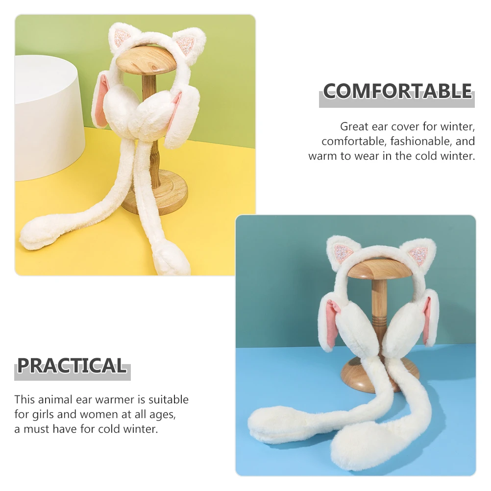 غطاء رأس حراري خارجي على شكل أرنب شتوي للنساء، ناعم ومريح، مقاس واحد يناسب معظم غطاء الأذن