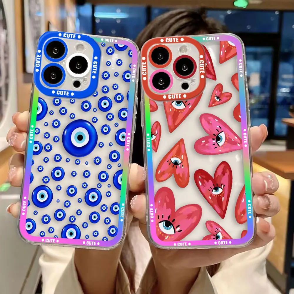 

Lucky Eye Blue Evil Eye Print Phone Case For iPhone 17 16 15 11 12 14 13 Pro Max Mini X XS XR 7 Plus 17E Shockproof Cover Fundas