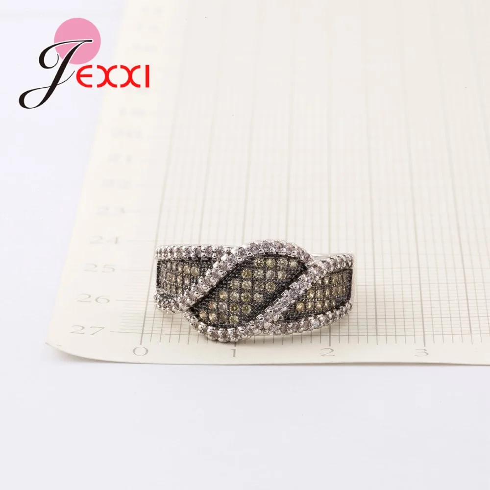 Fashion 925 Sterling Silver Infinity Mewah Pernikahan Cincin untuk Wanita Pria Pesta Kristal Mengkilap Band Anel Perhiasan