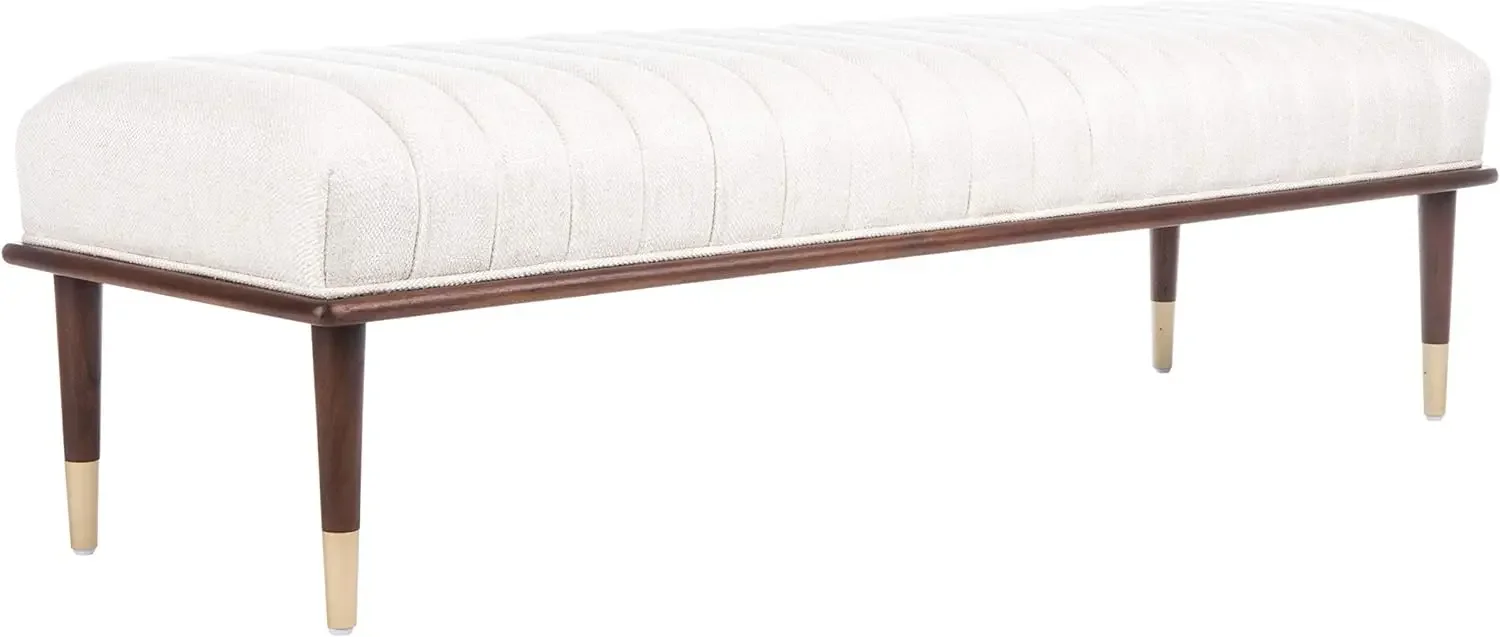 Safavieh Couture Flannery Cream Mid-Century Bench Ottoman