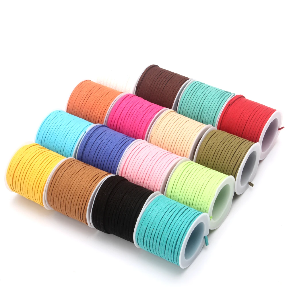 3*1.5MM 10M/Rotolo Cavo in pelle scamosciata sintetica Accessorio Orecchini da donna Bracciale Collana girocollo Gioielli fai da te Creazione di confezioni regalo