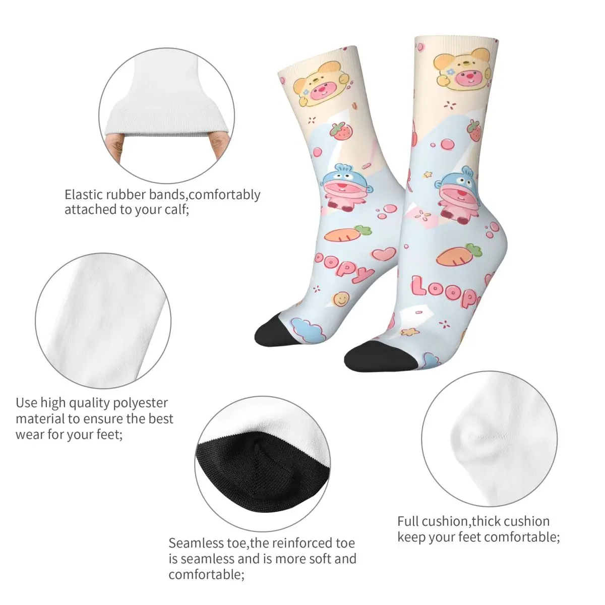 Zanmang Loopy Cartoon Cosplay Socks Men Women Funny Happy Cute Kawaii Socks Spring Summer Autumn Winter Middle Tube Stockings