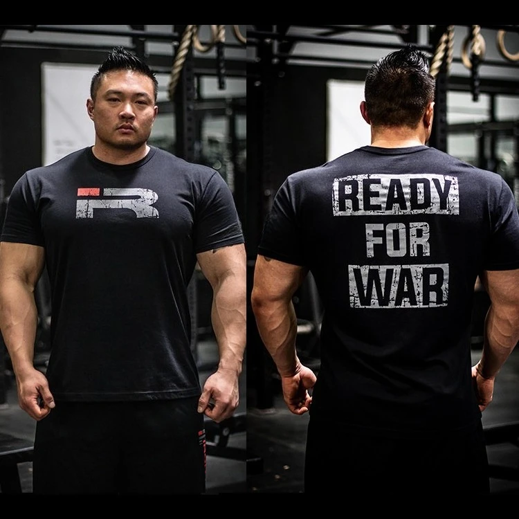 2026 GYM Übergrößen Fitness-Trainingsshirt Muskelshirt Kurzarm Slim Stretch Bedruckt Atmungsaktiver Sportanzug Krafttraining Powerlifting-Anzug