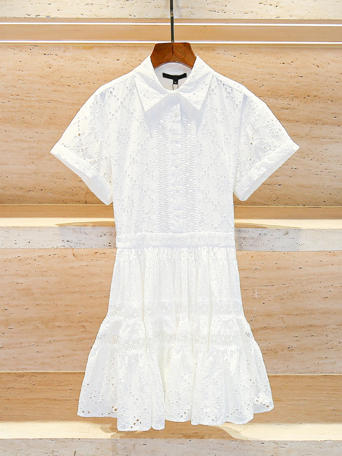 

M Home Nan You: Новинка 2025 года – Элитное женское летнее платье в стиле французского шика, белое, с вышивкой и ажурными элементами