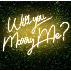 Grande Will You Marry Me Sign LED Wall, Warm White, 5V USB, Proposta, Noivado, Festa, Dia dos Namorados, 28 em x 19 em