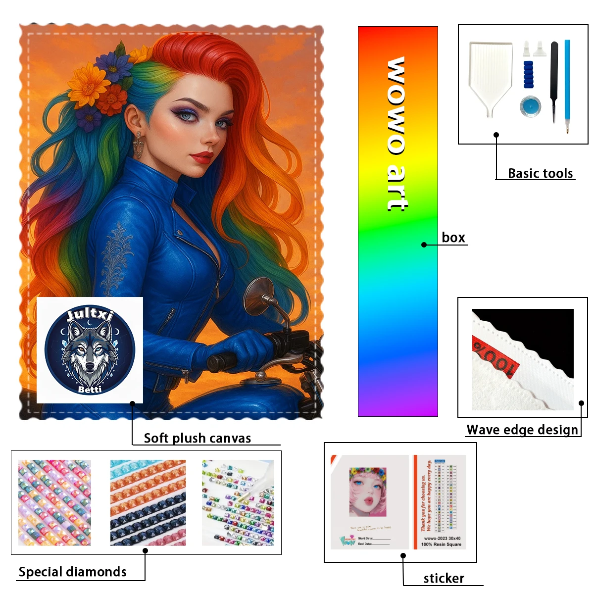 

【Betti_ Diamond Art】Motorcycle girl Crystal AB Rhinestone FD Rhinestone Perfect Resin Diamond