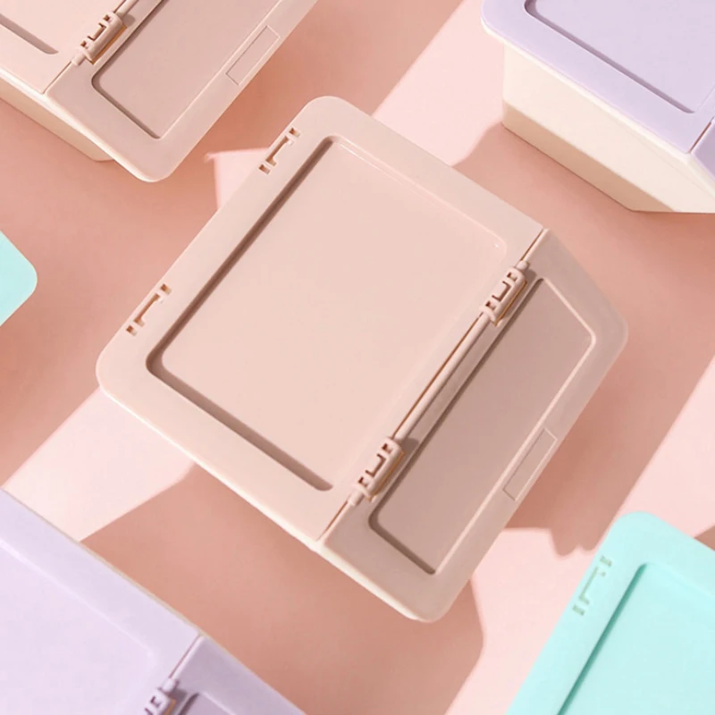 Tri-Color Cleanable Folding Desktop Storage Box, Easy to Stack and Hold Sundry Items