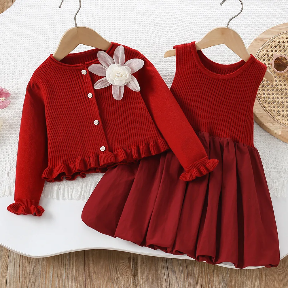 Kids' sets and outfits Fall Winter Sweater 2PCS SETS for Sweet Girls Clothes Baby Girl Clothes Knit Top with Skirt