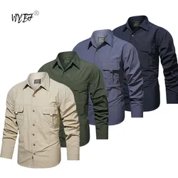 Men's Clothing Military Tactical Shirts Multi-Pockets Work Cargo Shirts Climbing Clothes Nature Hiking Fishing Wear Men's Shirts