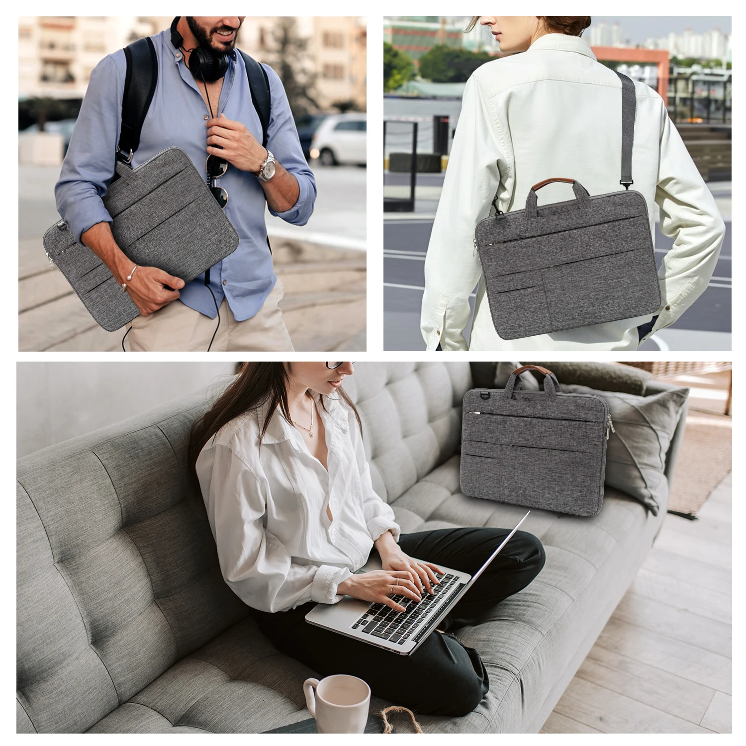 2024 NEW Multi-Functional Notebook Laptop Sleeve Computer Briefcase Travel Business Men Case Fashion