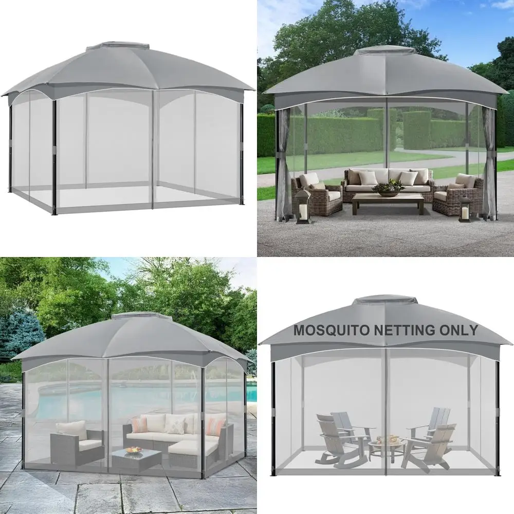 

Universal 4-Panel Mosquito Netting for 12x14' Outdoor Gazebo with Double Zippers