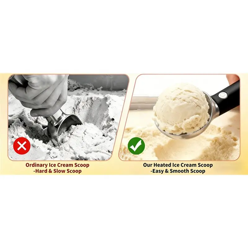 [HOT!A24R】 Electric Heated Ice Cream Scoop Stainless Steel, Self-Melting Ice Cream Ball Scooper, Ice Cream Spoon