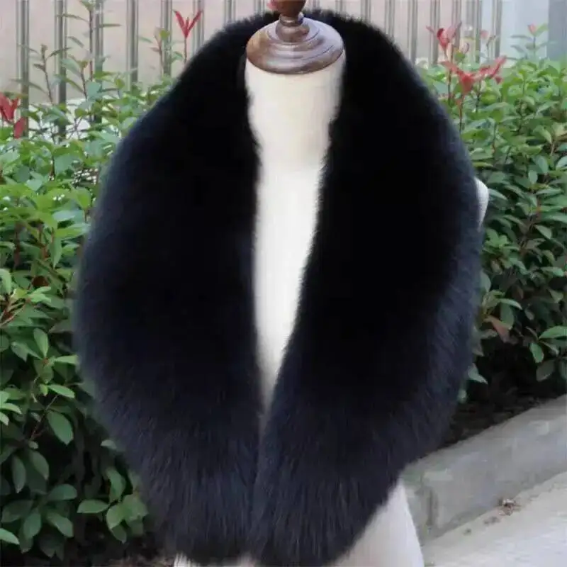 Col en fourrure de renard argenté naturel pour femme, écharpe en renard rouge, vraie peluche, écharpes à col chaud, manteau, veste, châle, mode