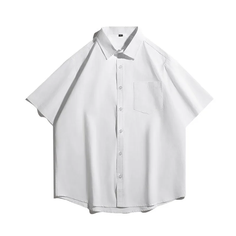 Japanese Men's Short-sleeved Summer Thin Loose Hong Kong Style I Casual Shirt Jacket Trendy