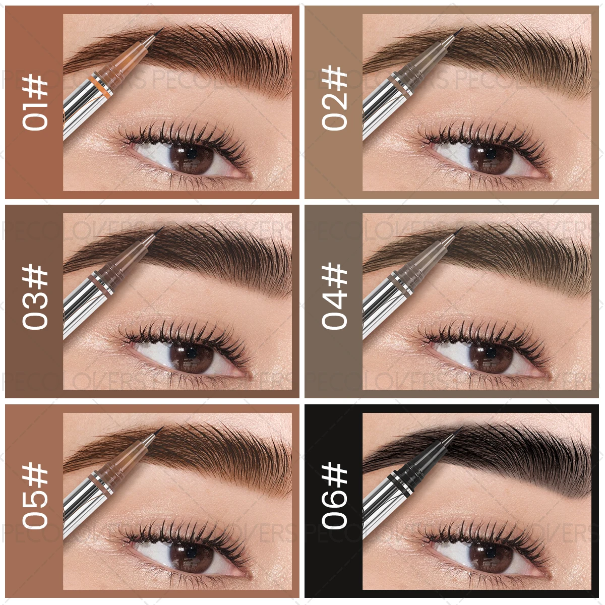 4-Way Slanted Eyebrow Pencil, Waterproof, Sweatproof, Long-Lasting, Non-Blending, Comfortable to Touch, Easy to Carry