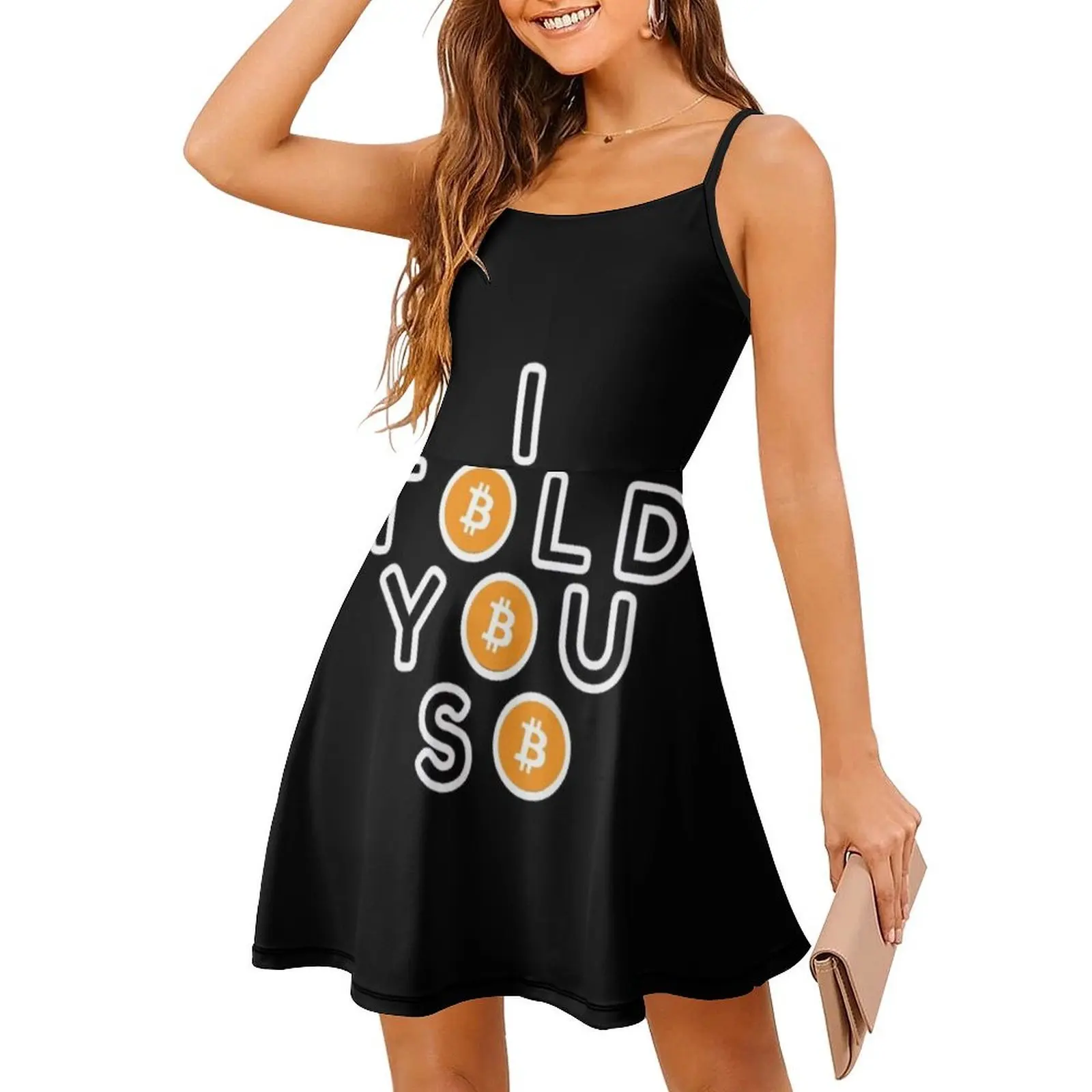 فستان Bitcoin I Told You على الطراز الكوري للنساء، فستان كاجوال أنيق للحفلات أو الارتداء اليومي، Bitcoin Bitcoin Bitcoin #3