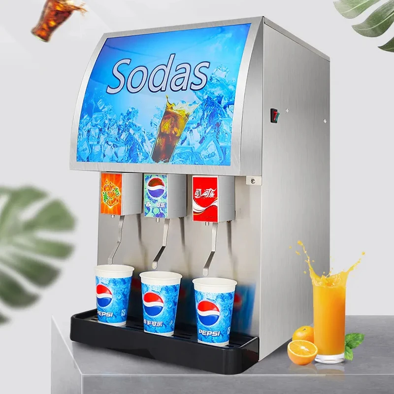 Commercial Cola Dispenser Soda Fountain Machine 3 Flavor Coke Mix Machine For Cold Drink Shop Carbonated Beverage Cup Splitter