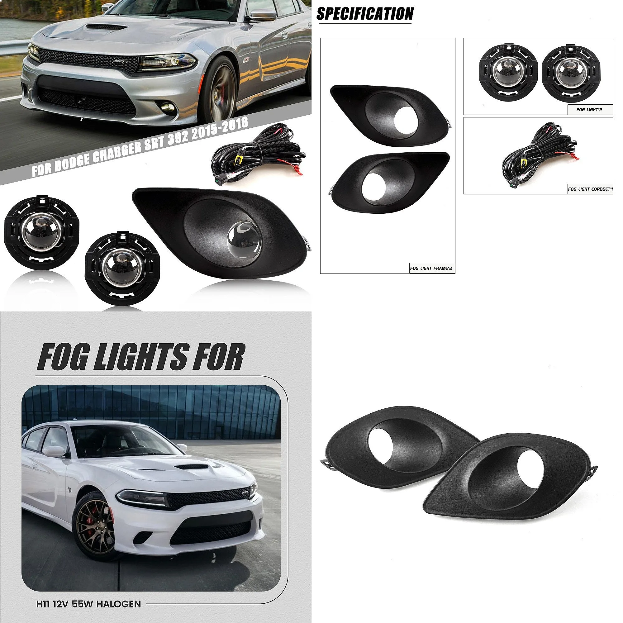 

LED Daytime Running Fog Light For Dodge Charger 2017 2018 2019 Front Bumper Lamp