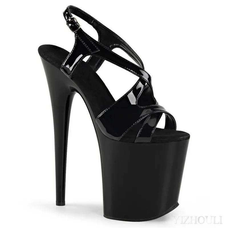 Summer 20 cm sexy matte black vamp heels, 8 inch stiletto sandals/pole dancing model  dance shoes