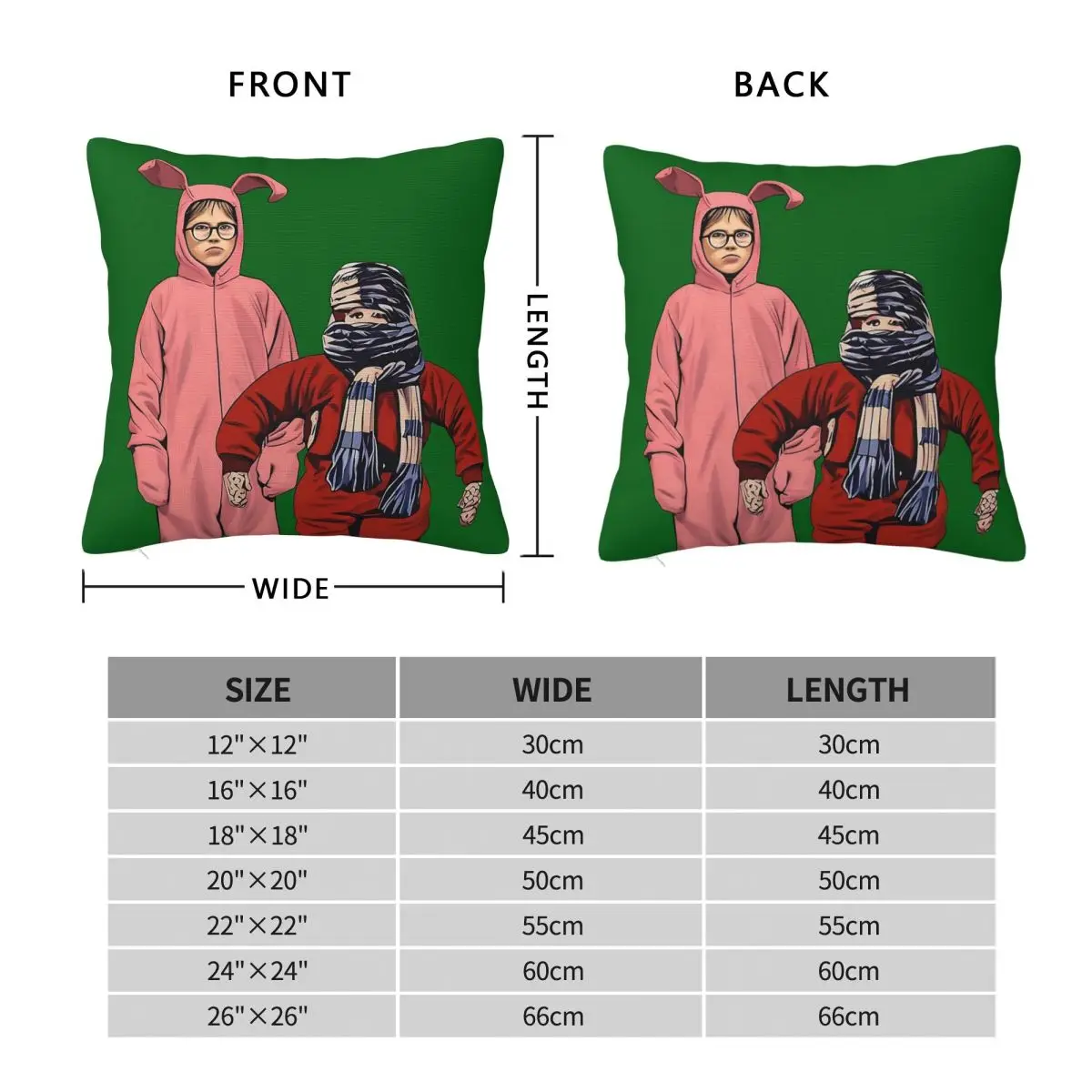 Christmas Story Pink Bunny Suit Pillowcase Polyester Linen Velvet Pattern Zip Decorative Bed Cushion Cover