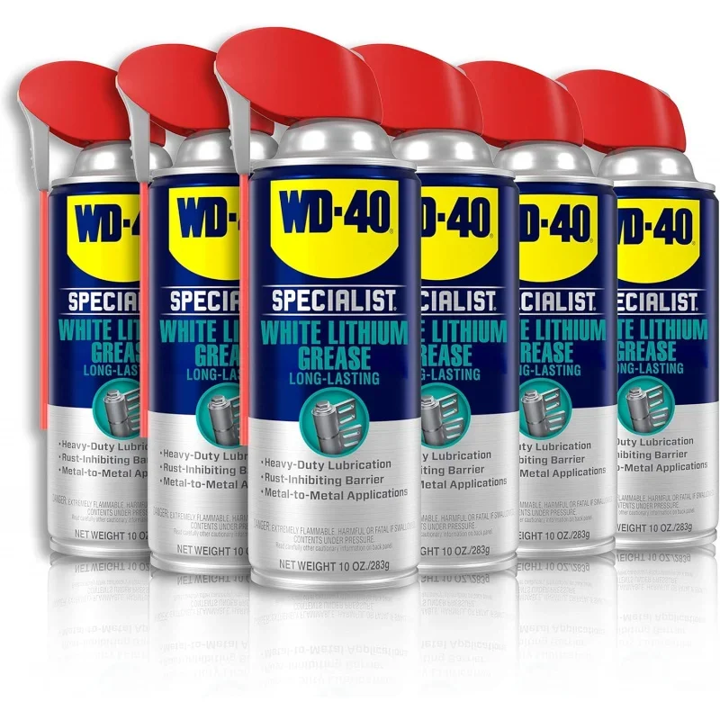 Specialist White Lithium Grease Spray with Straw Sprays 2 Ways, 10 OZ [6-] &-40 Dry Lube Stra