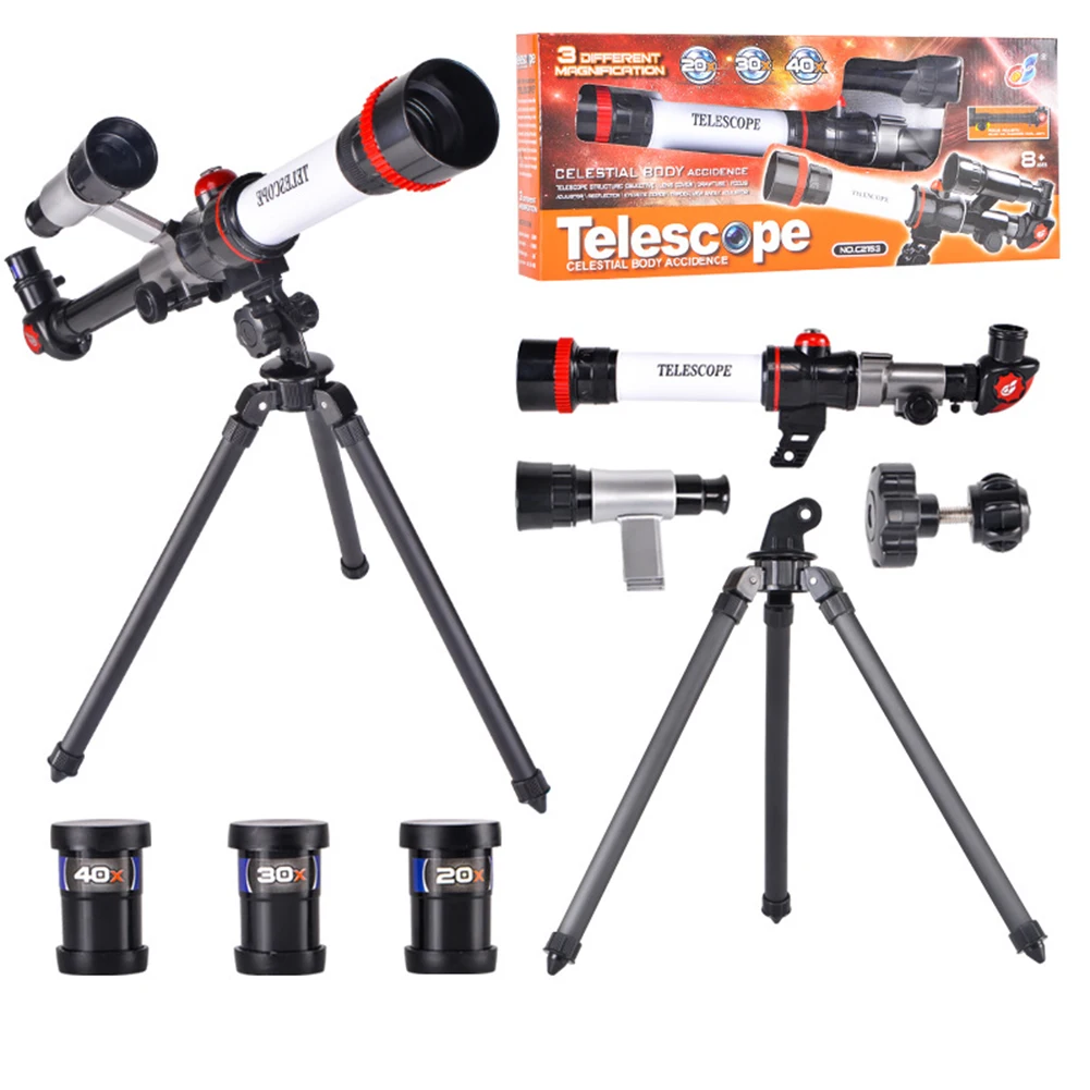 Telescópio astronômico com 3 oculares, experimento científico de dupla utilização, telescópio monocular para observação de estrelas, equipamento de ensino