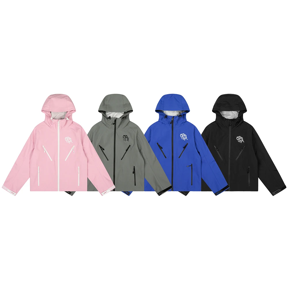 4 Colors Color Match Multi-pockets Windbreaker Zipper Hooded Jacket for Men and Women Cardigan Autumn Outwear Coat Oversized