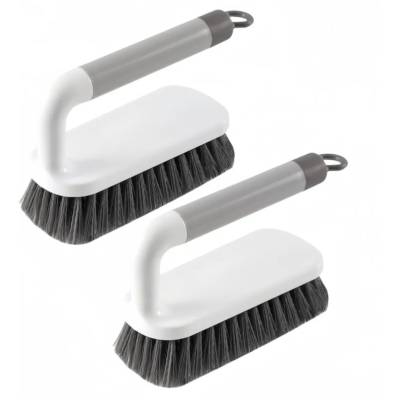 Scrub Brush, Scrubbing Cleaning Brushes, Heavy Duty Cleaning Brushes with Handle, for Shower, Bathroom, Carpet, Kitchen and Bathtub Scrubber, 2 Pack (Grey)