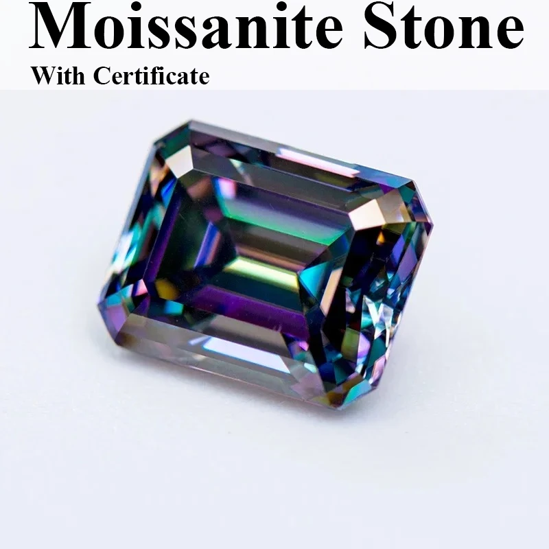 

Драгоценный камень с муассанитом, изумрудная огранка, Радужный зеленый цвет, лабораторный Выращенный бриллиант для подвесок «сделай сам», Женские Ювелирные изделия с сертификатом GRA