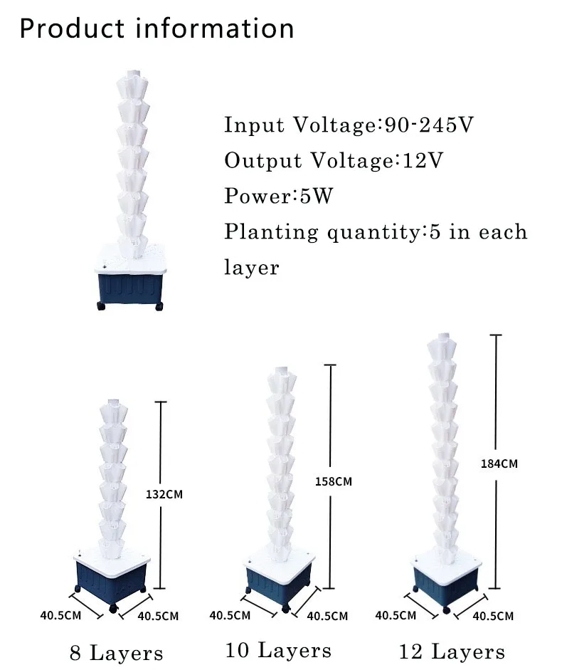 Hydroponics Growing System Tower, Vertical Planting Tower, Agricultural Greenhouse, Garden, Balcony, Outdoor