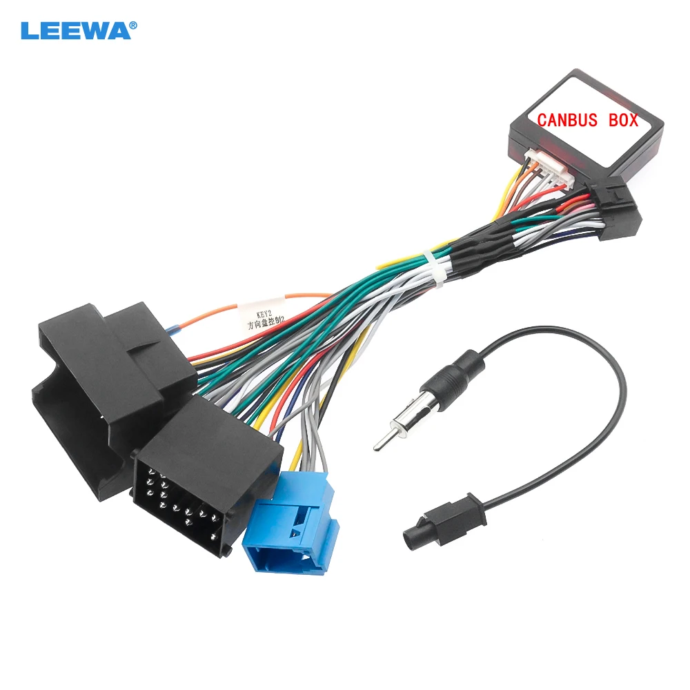 

LEEWA Car 16pin Power Cord Wiring Harness Adapter With Canbus For BMW E39/E46/E53 Big Screen Audio Installation Head Unit