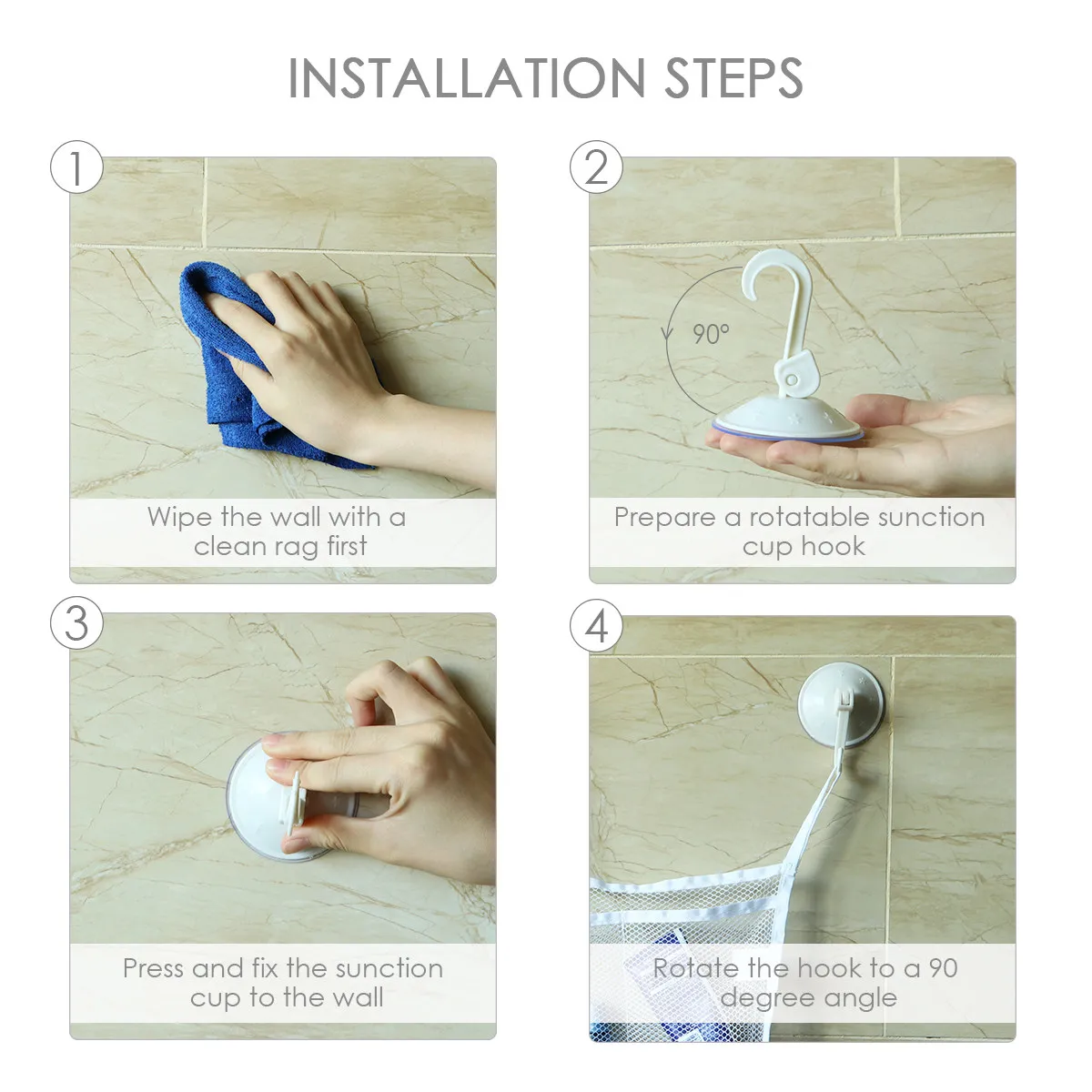 

TOYMYTOY Набор из 2 органайзеров для игрушек для ванной с 6 прочными крючками на присосках, сетчатая сетка премиум-класса для ванны, идеальная сумка для хранения для младенцев и малышей